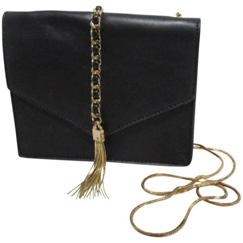 *Street Level Black Mini Lariat Tassel Accent Cross Body Bag
